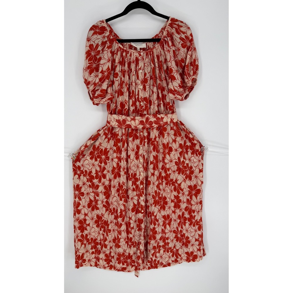 THE GREAT THE SEASCAPE FLORAL CRINKLE COTTON DRESS SZ 1 / SMALL COTTAGECORE BOHO
